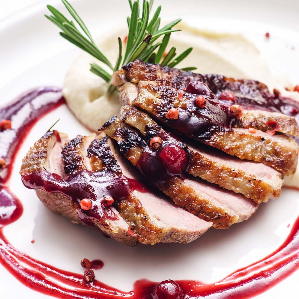 Festive Whole duck with a cherry sauce